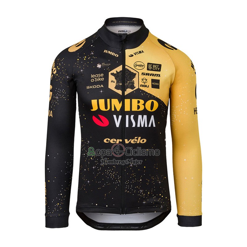 Jumbo Visma Ropa Ciclismo Culotte Largo 2023 Mangas Largas Profundo Negro